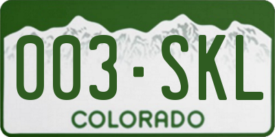 CO license plate 003SKL
