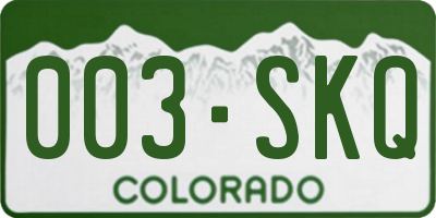 CO license plate 003SKQ