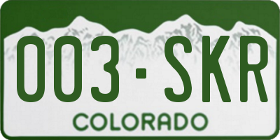 CO license plate 003SKR