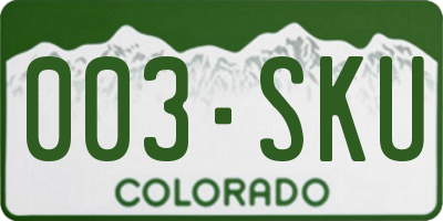 CO license plate 003SKU