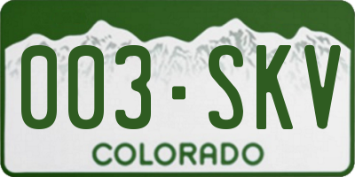 CO license plate 003SKV