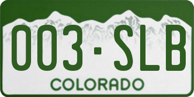 CO license plate 003SLB