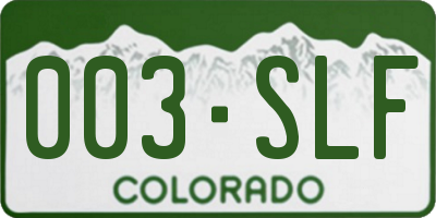 CO license plate 003SLF