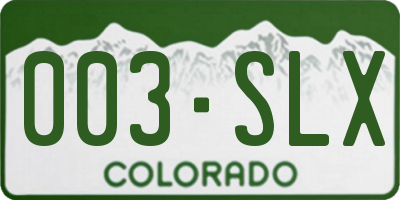 CO license plate 003SLX