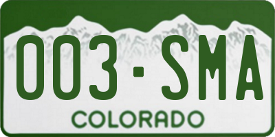 CO license plate 003SMA
