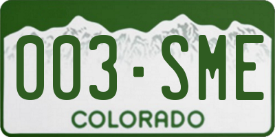 CO license plate 003SME