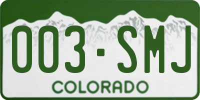 CO license plate 003SMJ