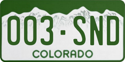 CO license plate 003SND