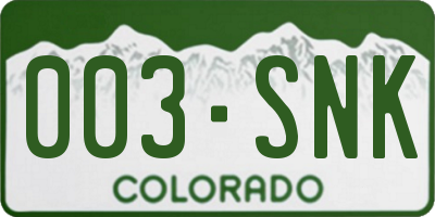 CO license plate 003SNK