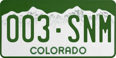 CO license plate 003SNM