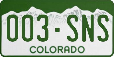CO license plate 003SNS