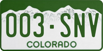 CO license plate 003SNV