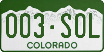 CO license plate 003SOL