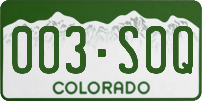 CO license plate 003SOQ