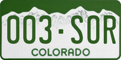 CO license plate 003SOR