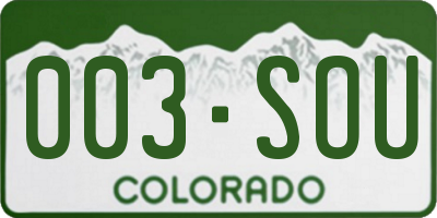 CO license plate 003SOU