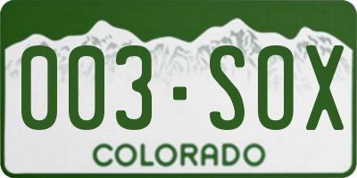 CO license plate 003SOX