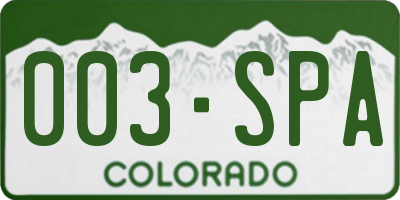 CO license plate 003SPA