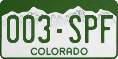 CO license plate 003SPF