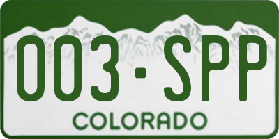 CO license plate 003SPP