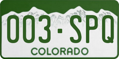 CO license plate 003SPQ