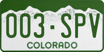 CO license plate 003SPV