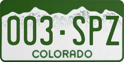 CO license plate 003SPZ