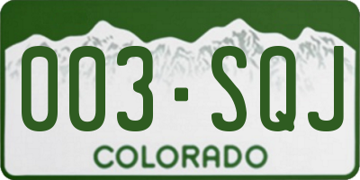 CO license plate 003SQJ