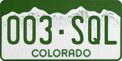 CO license plate 003SQL