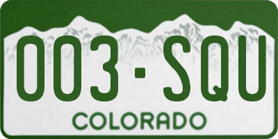 CO license plate 003SQU