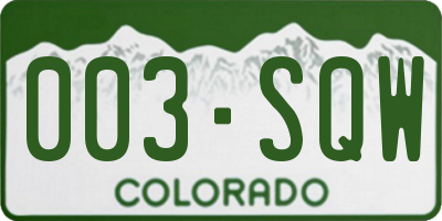 CO license plate 003SQW