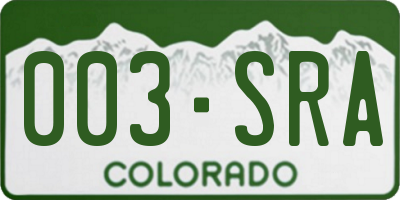 CO license plate 003SRA