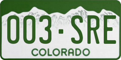 CO license plate 003SRE