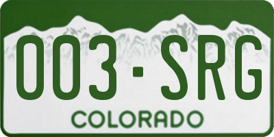 CO license plate 003SRG