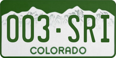CO license plate 003SRI