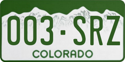 CO license plate 003SRZ