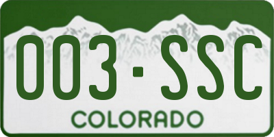 CO license plate 003SSC