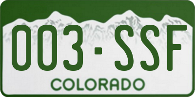 CO license plate 003SSF