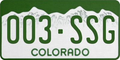 CO license plate 003SSG