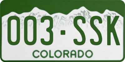 CO license plate 003SSK