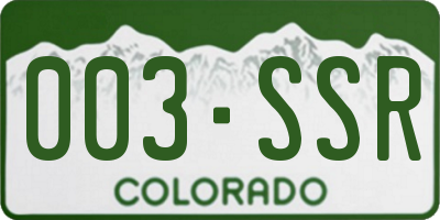 CO license plate 003SSR