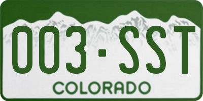 CO license plate 003SST