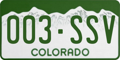 CO license plate 003SSV