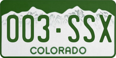 CO license plate 003SSX