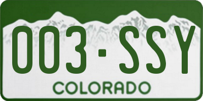 CO license plate 003SSY