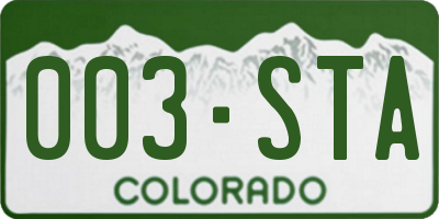 CO license plate 003STA