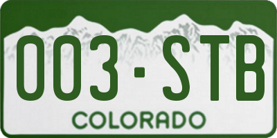 CO license plate 003STB