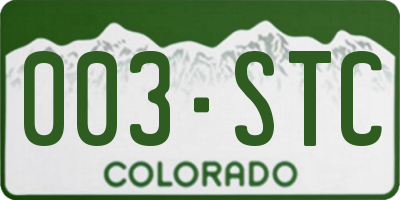 CO license plate 003STC