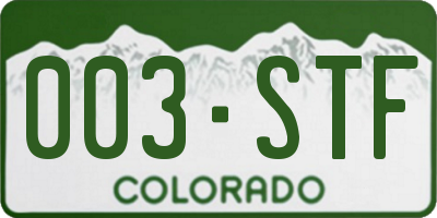 CO license plate 003STF
