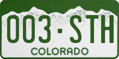 CO license plate 003STH